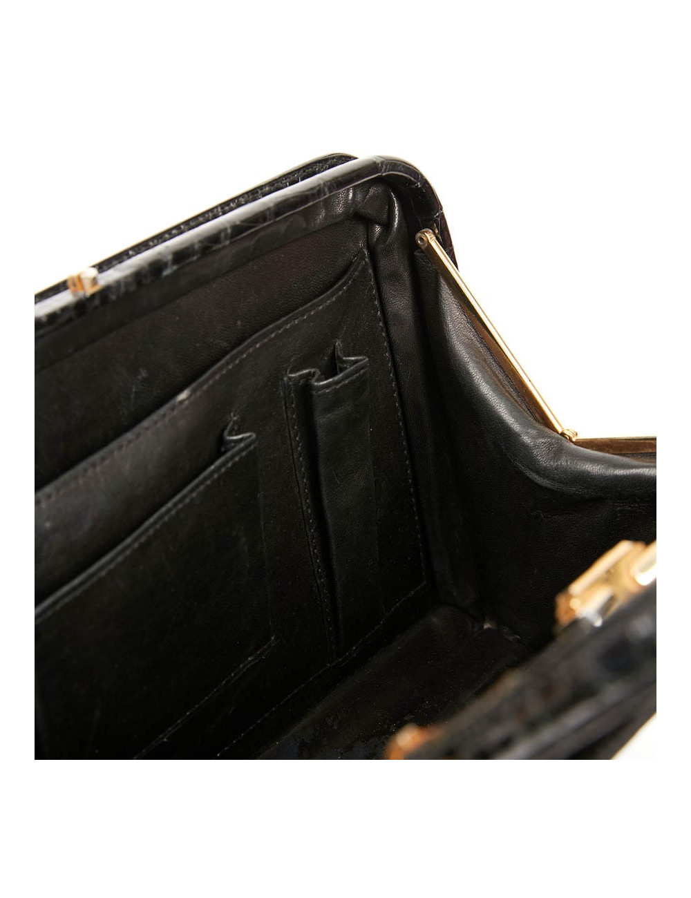 Sac MORABORITO crocodile porosus noir Vintage