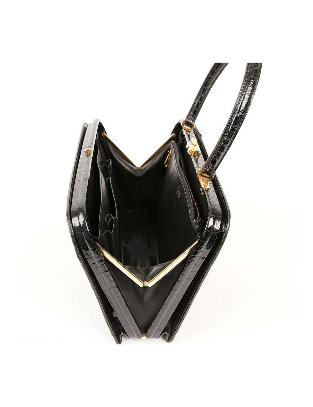 Sac MORABORITO crocodile porosus noir Vintage