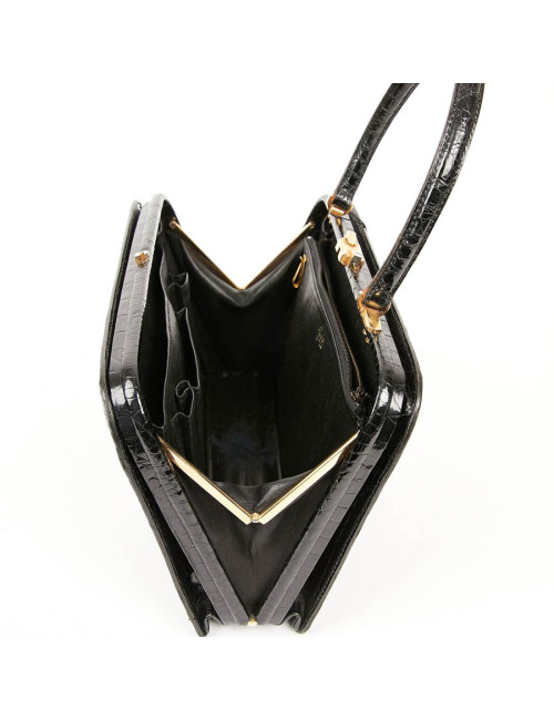 MORABITO Black crocodile vintage handbag