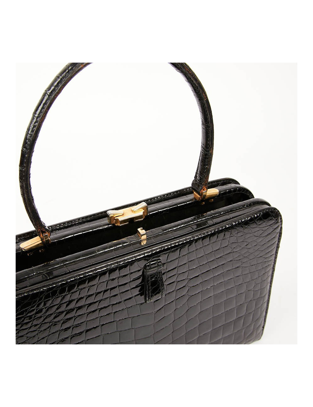 MORABITO Black crocodile vintage handbag