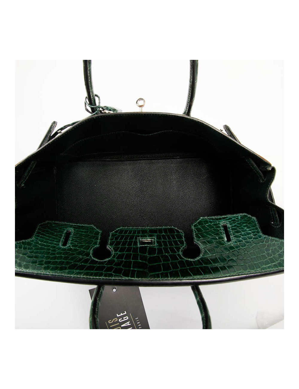 Sac Birkin 35 HERMES croco vert foncé