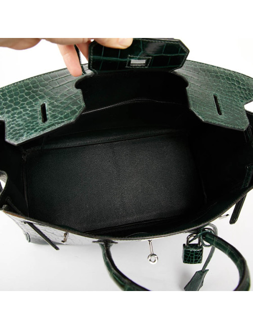 Sac Birkin 35 HERMES croco vert foncé
