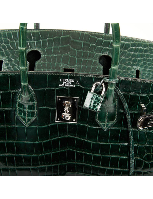 Sac Birkin 35 HERMES croco vert foncé