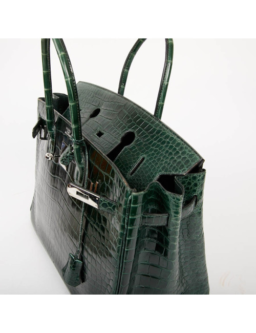 Sac Birkin 35 HERMES croco vert foncé