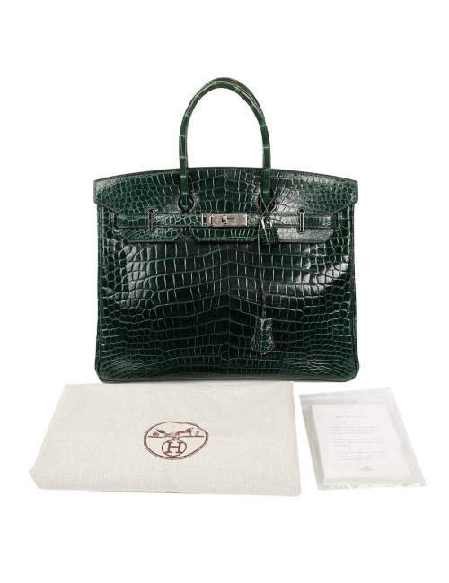 Birkin 35 HERMES en croco vert émeraude
