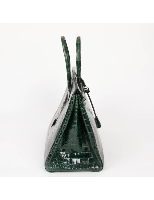 Birkin 35 HERMES en croco vert émeraude