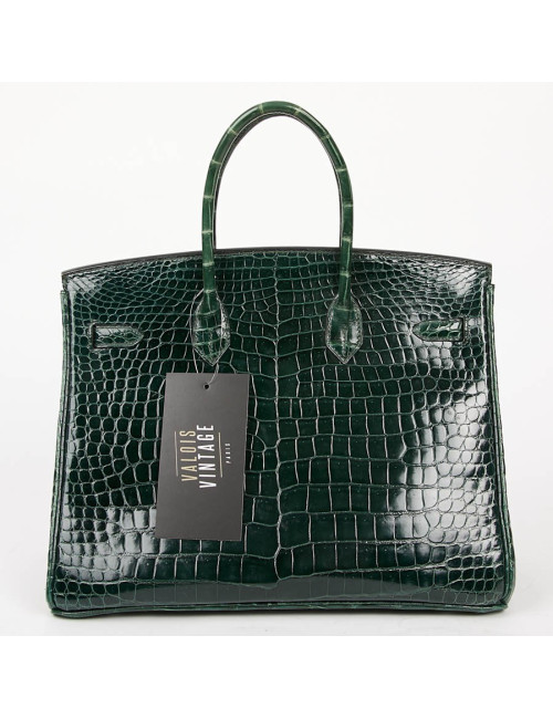 Birkin 35 HERMES en croco vert émeraude
