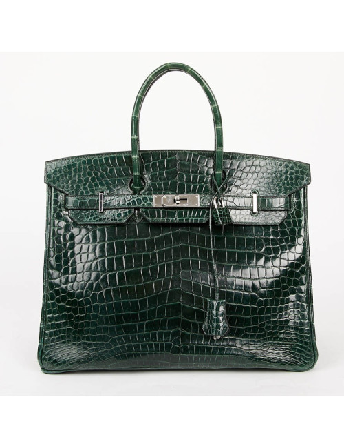Birkin 35 HERMES en croco vert émeraude
