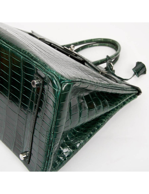 Sac Birkin 35 HERMES croco vert foncé