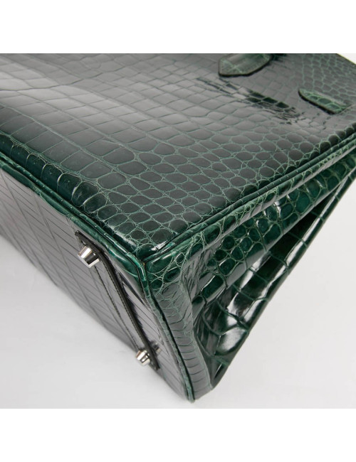 Sac Birkin 35 HERMES croco vert foncé