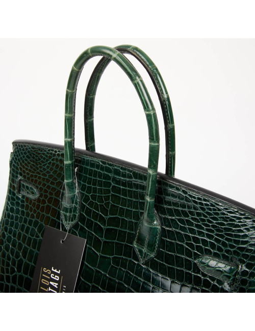 Sac Birkin 35 HERMES croco vert foncé