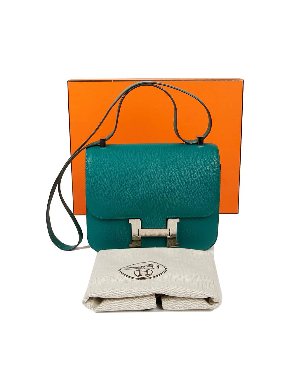 Sac HERMES Constance Elan cuir Epsom Malachite