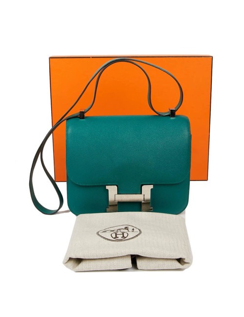 Sac HERMES Constance Elan cuir Epsom Malachite