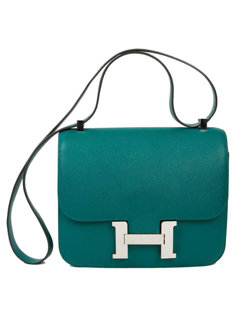 HERMES Constance Elan Bag in Malachite Green Epsom Leather