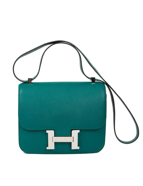 HERMES Constance Elan Bag in Malachite Green Epsom Leather