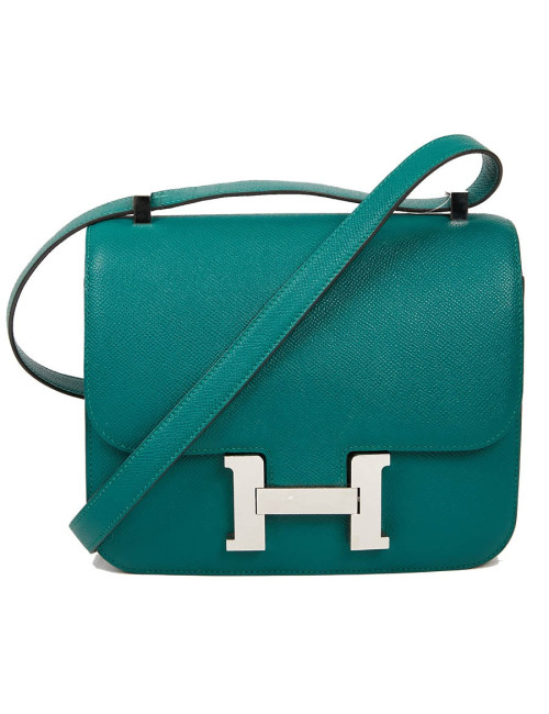 HERMES Constance Elan Bag in Malachite Green Epsom Leather