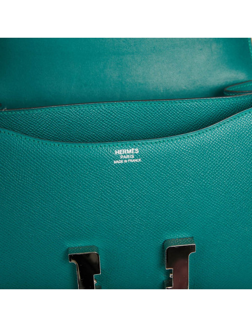 HERMES Constance Elan Bag in Malachite Green Epsom Leather