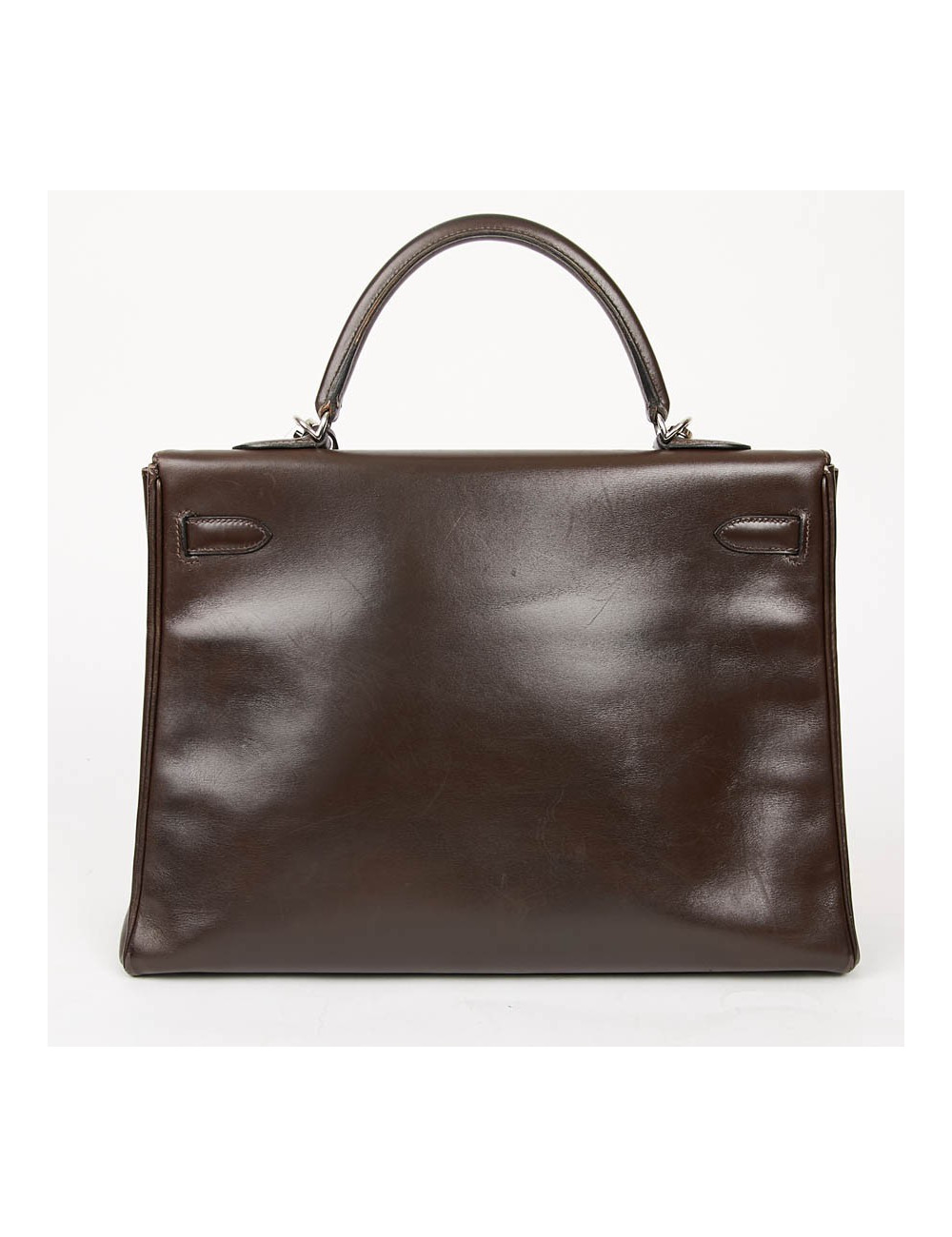 Sac Kelly 35 sellier HERMES vintage en cuir Box marron