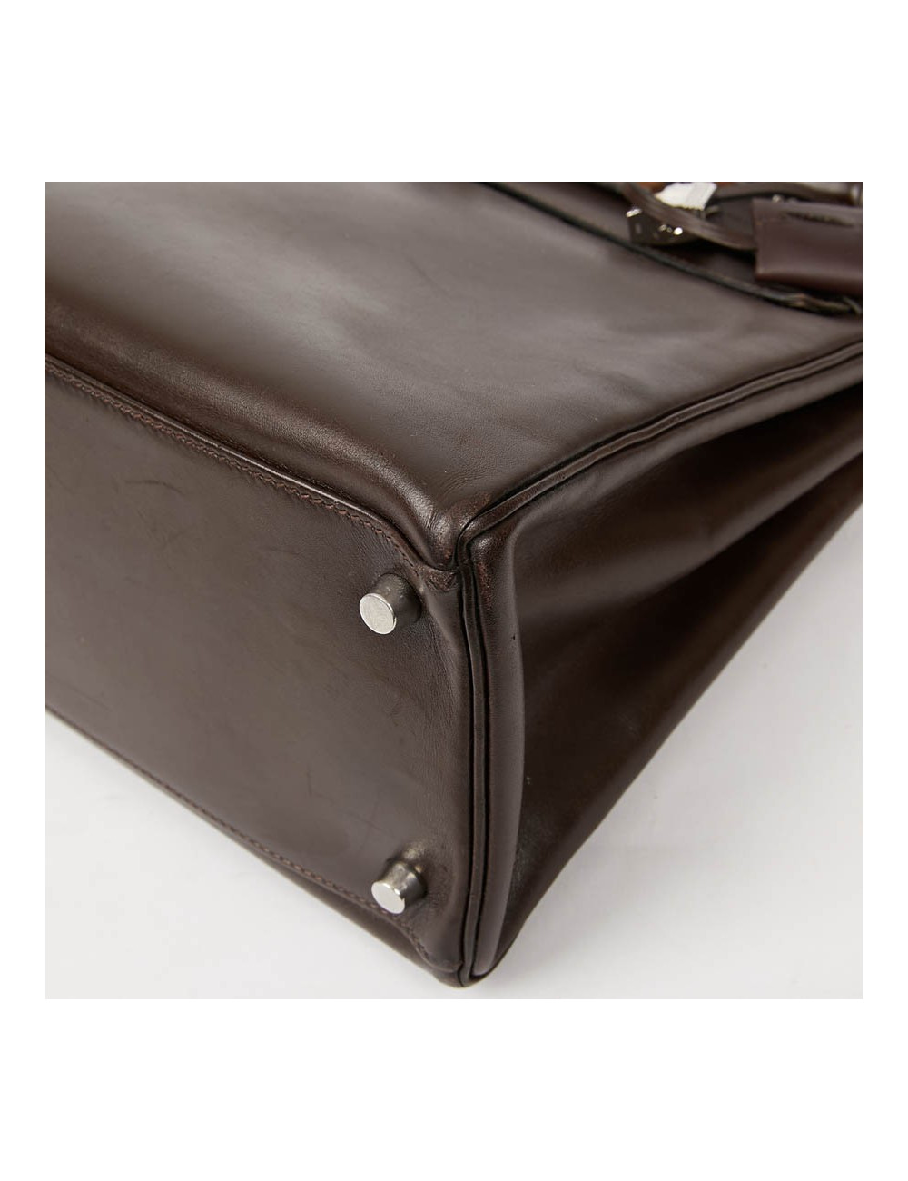 Sac Kelly 35 sellier HERMES vintage en cuir Box marron