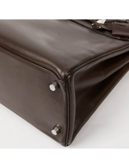 Sac Kelly 35 sellier HERMES vintage en cuir Box marron