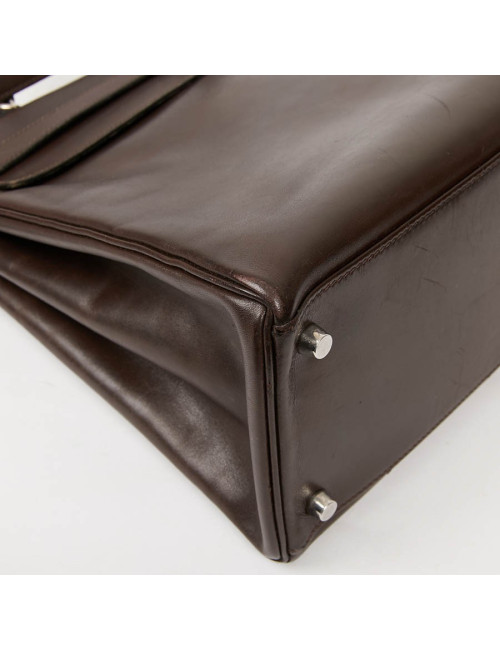 Sac Kelly 35 sellier HERMES vintage en cuir Box marron