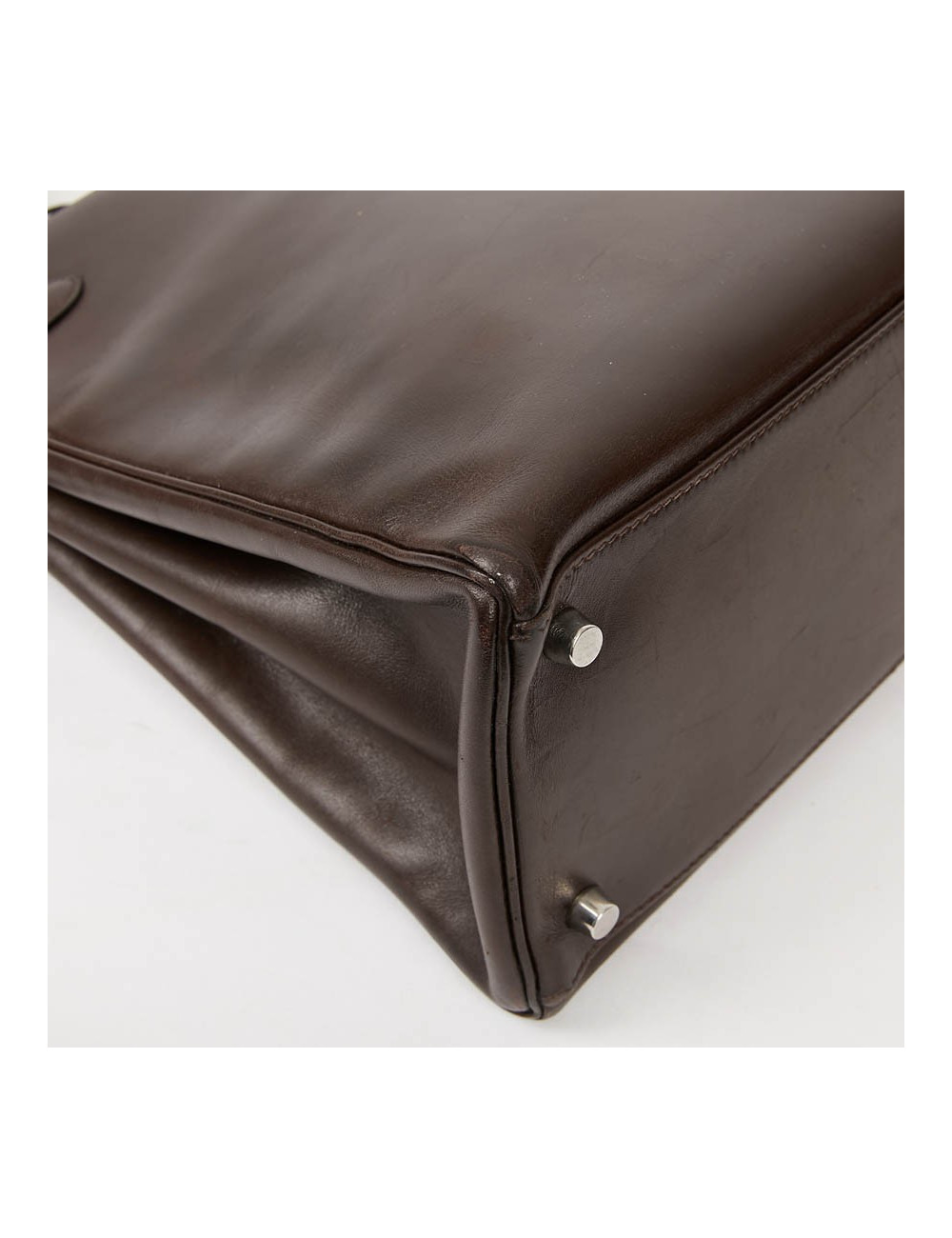 Sac Kelly 35 sellier HERMES vintage en cuir Box marron