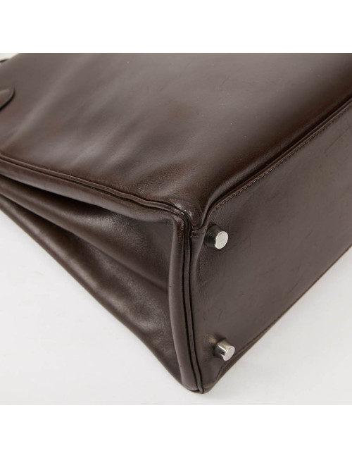 Sac Kelly 35 sellier HERMES vintage en cuir Box marron