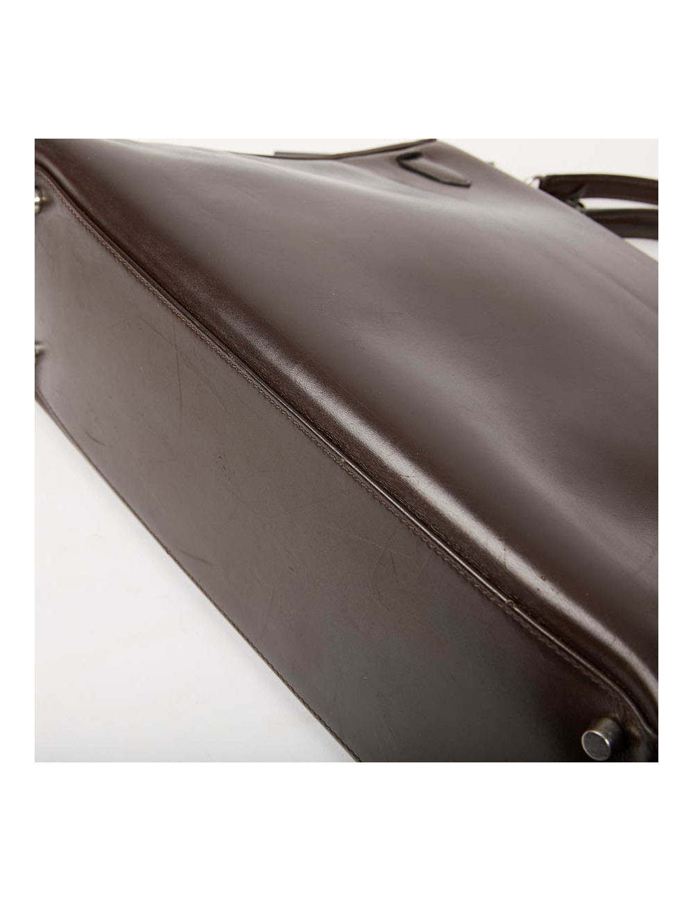 Sac Kelly 35 sellier HERMES vintage en cuir Box marron