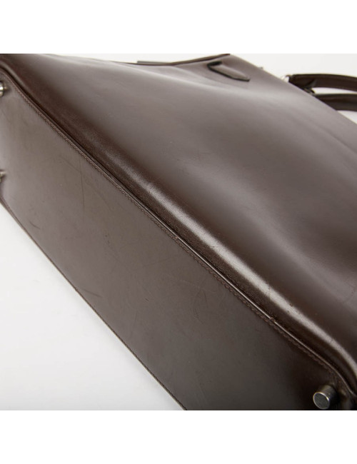 Sac Kelly 35 sellier HERMES vintage en cuir Box marron