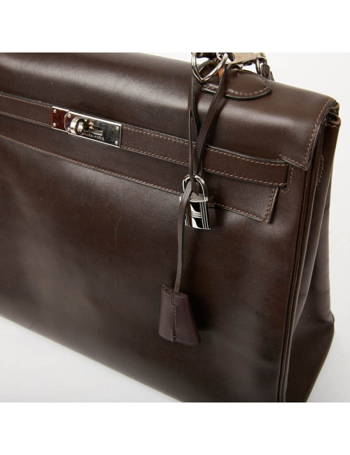 Sac Kelly 35 sellier HERMES vintage en cuir Box marron