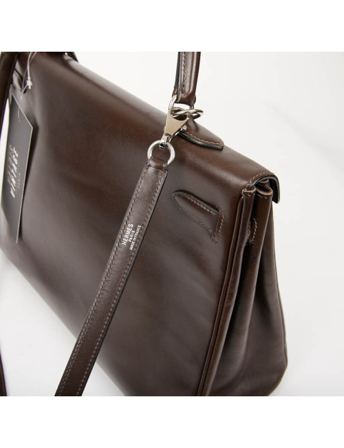 Sac Kelly 35 sellier HERMES vintage en cuir Box marron