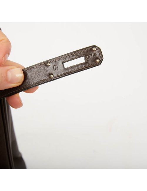 Sac Kelly 35 sellier HERMES vintage en cuir Box marron