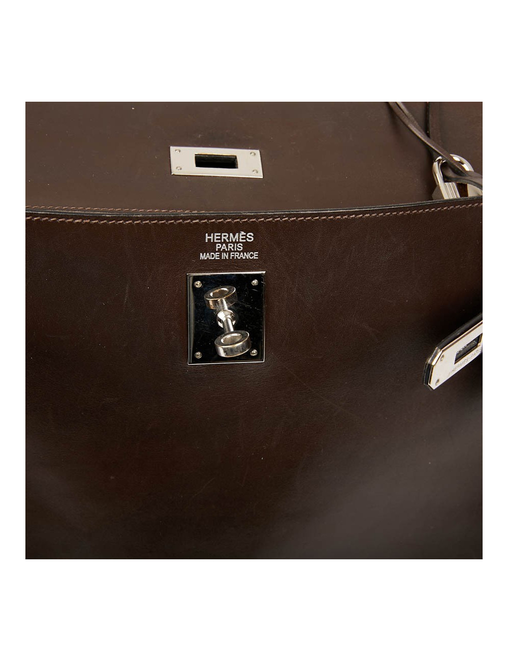 Sac Kelly 35 sellier HERMES vintage en cuir Box marron