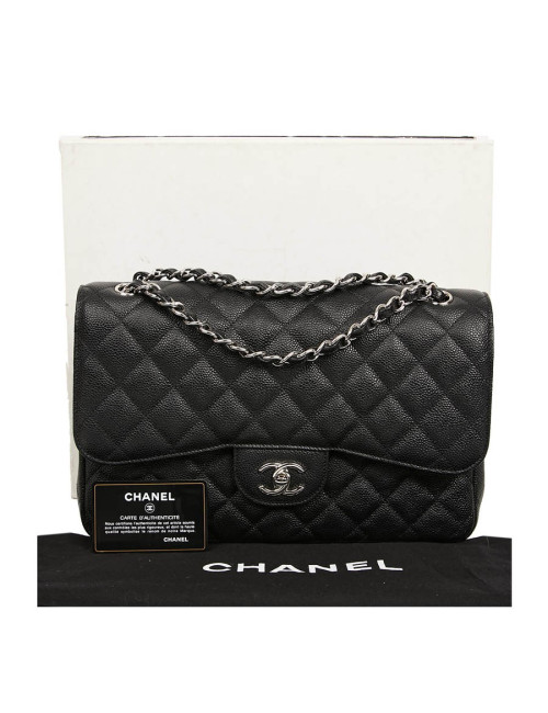 Sac Jumbo CHANEL cuir caviar noir