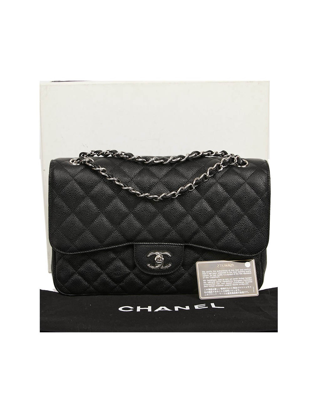 Sac Jumbo CHANEL cuir caviar noir