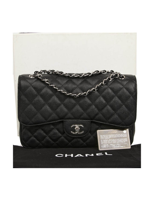 Sac Jumbo CHANEL cuir caviar noir