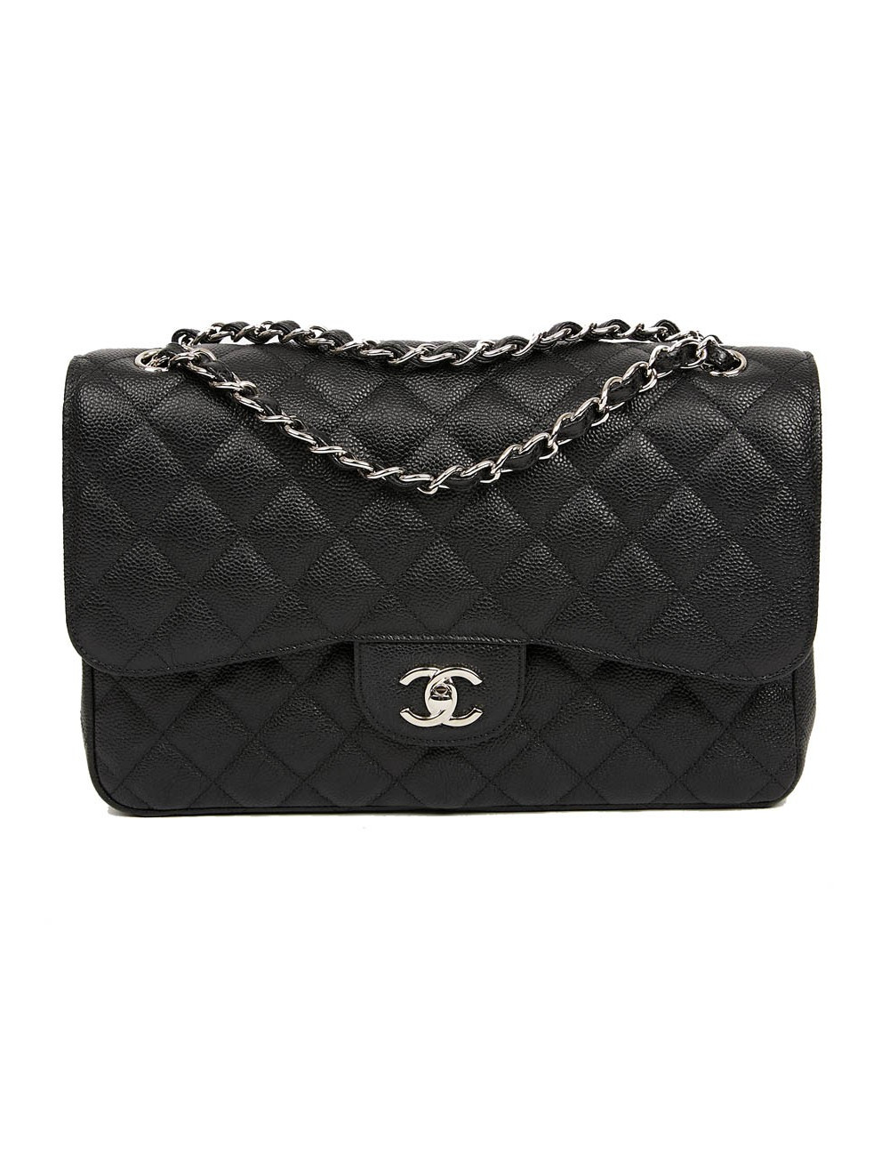 Sac Jumbo CHANEL cuir caviar noir