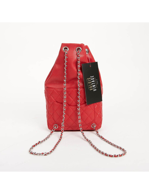 Sac à dos CHANEL grainé rouge 