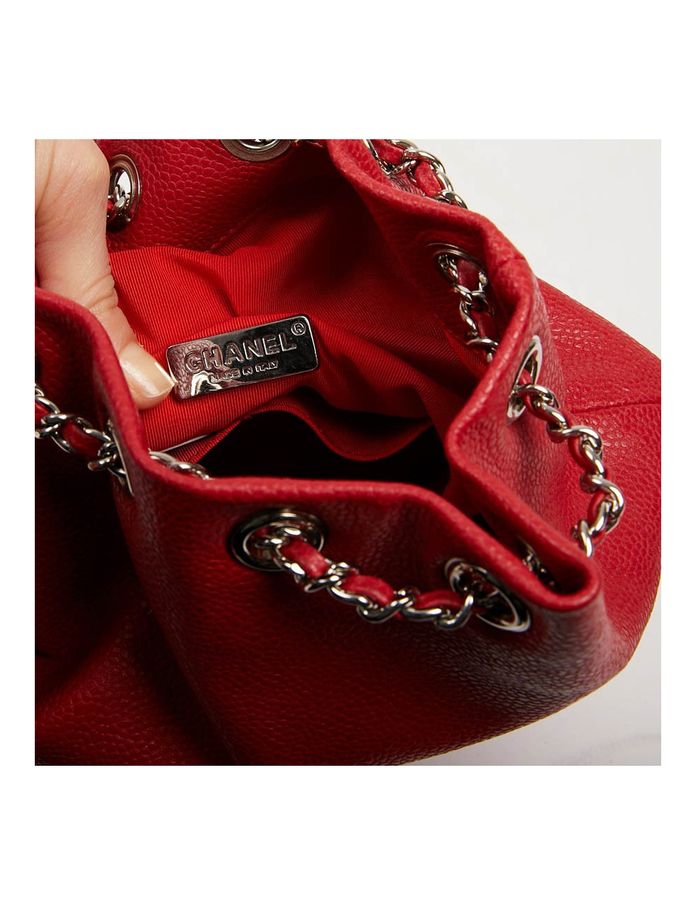 Sac à dos CHANEL grainé rouge 