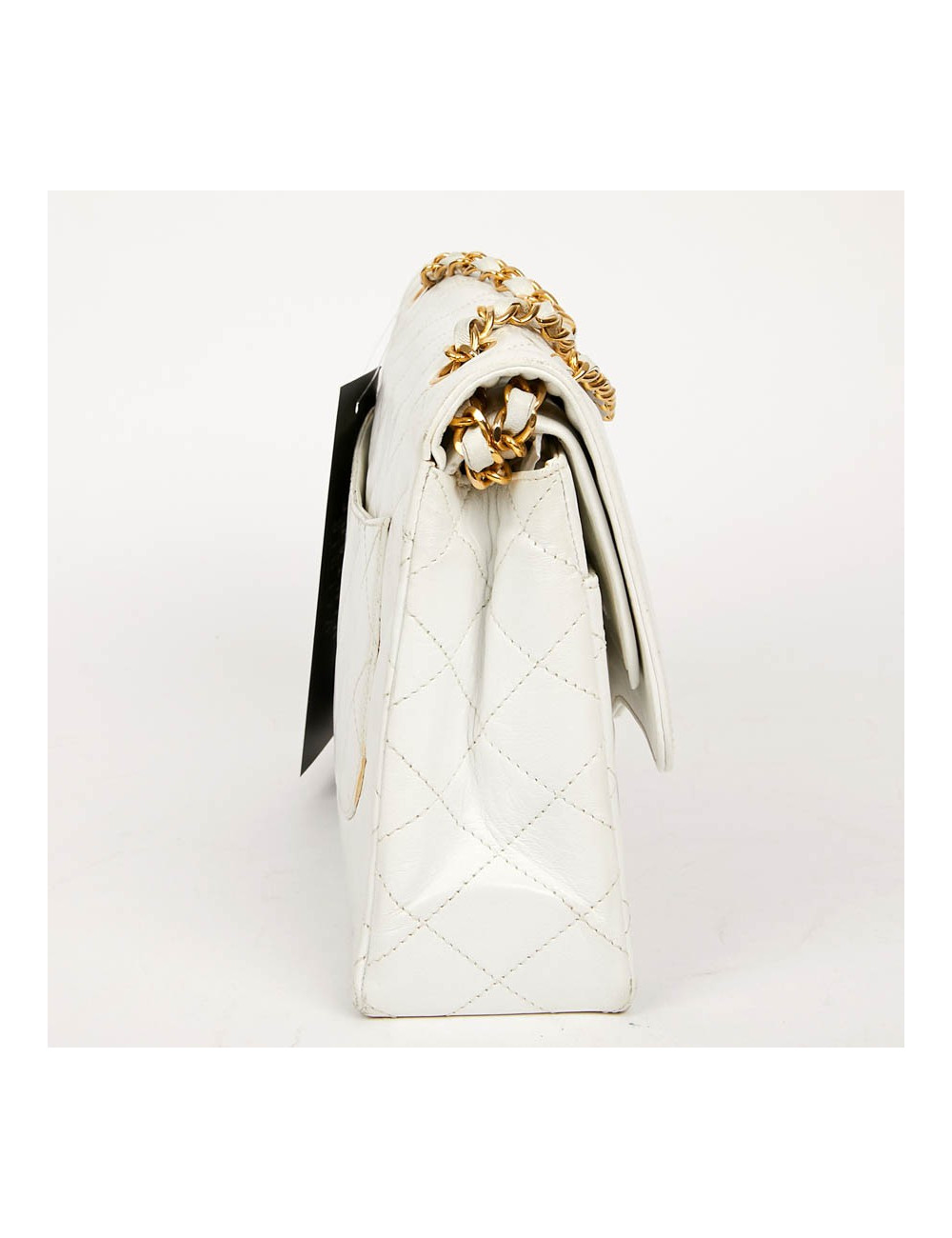Timeless CHANEL Vintage Bag in White Leather-Certified occasion