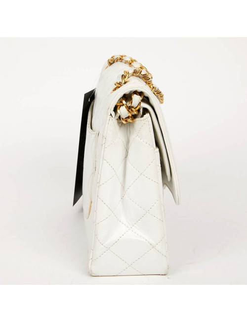 Timeless CHANEL Vintage Bag in White Leather-Certified occasion