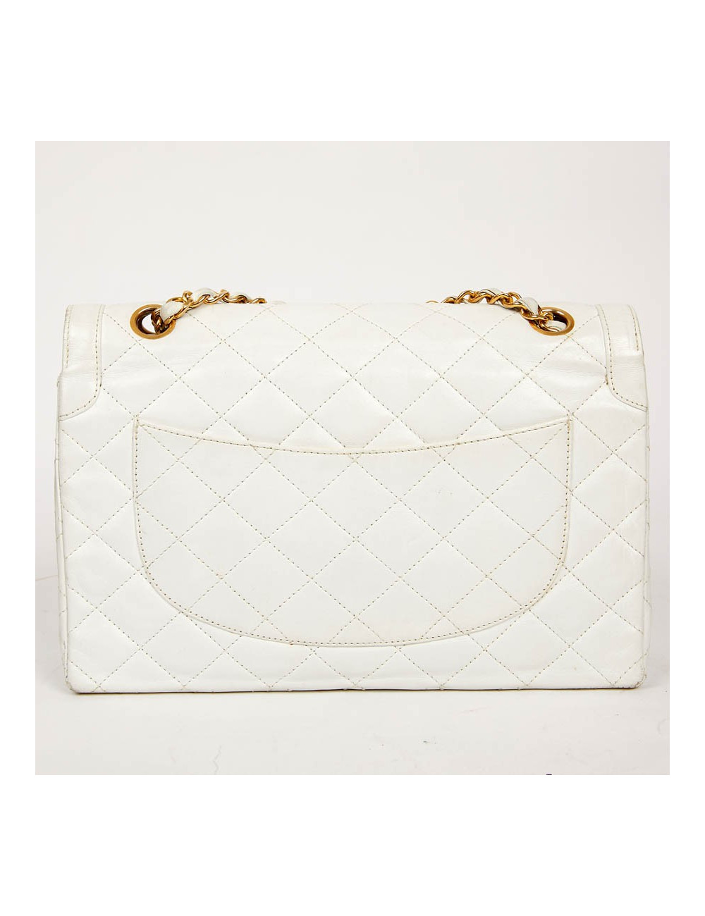 Timeless CHANEL Vintage Bag in White Leather-Certified occasion
