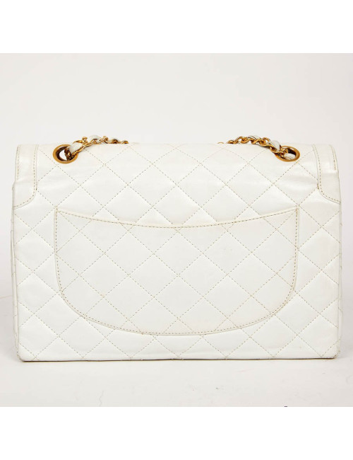 Timeless CHANEL Vintage Bag in White Leather-Certified occasion