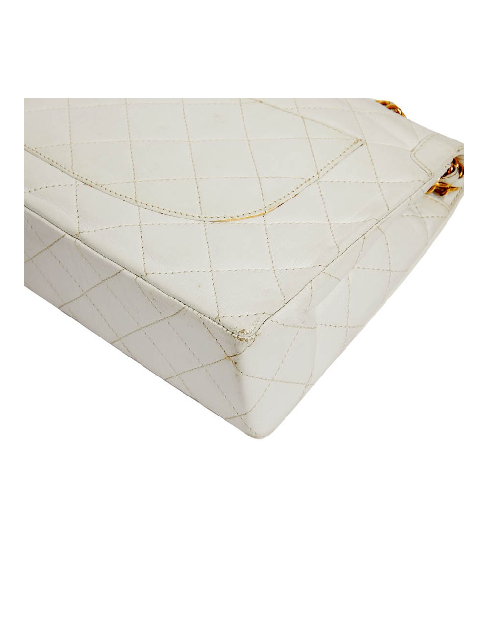 Timeless CHANEL Vintage Bag in White Leather-Certified occasion