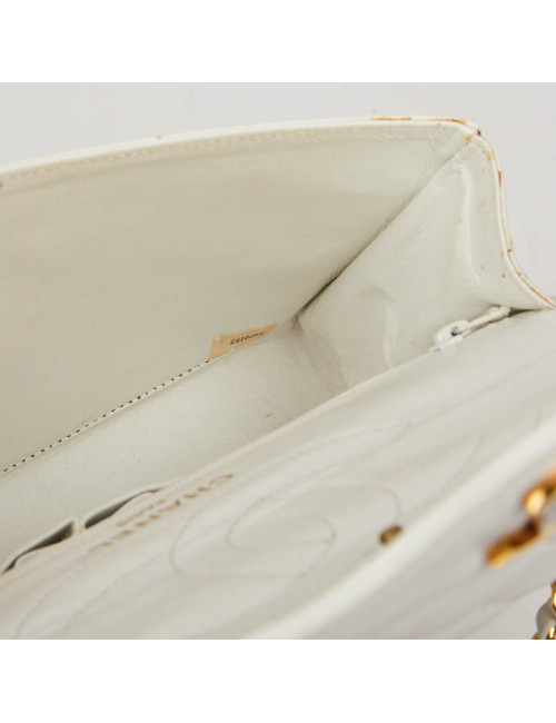 Timeless CHANEL Vintage Bag in White Leather-Certified occasion
