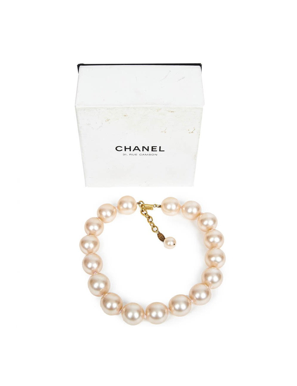 CHANEL pink molten glass beaded choker