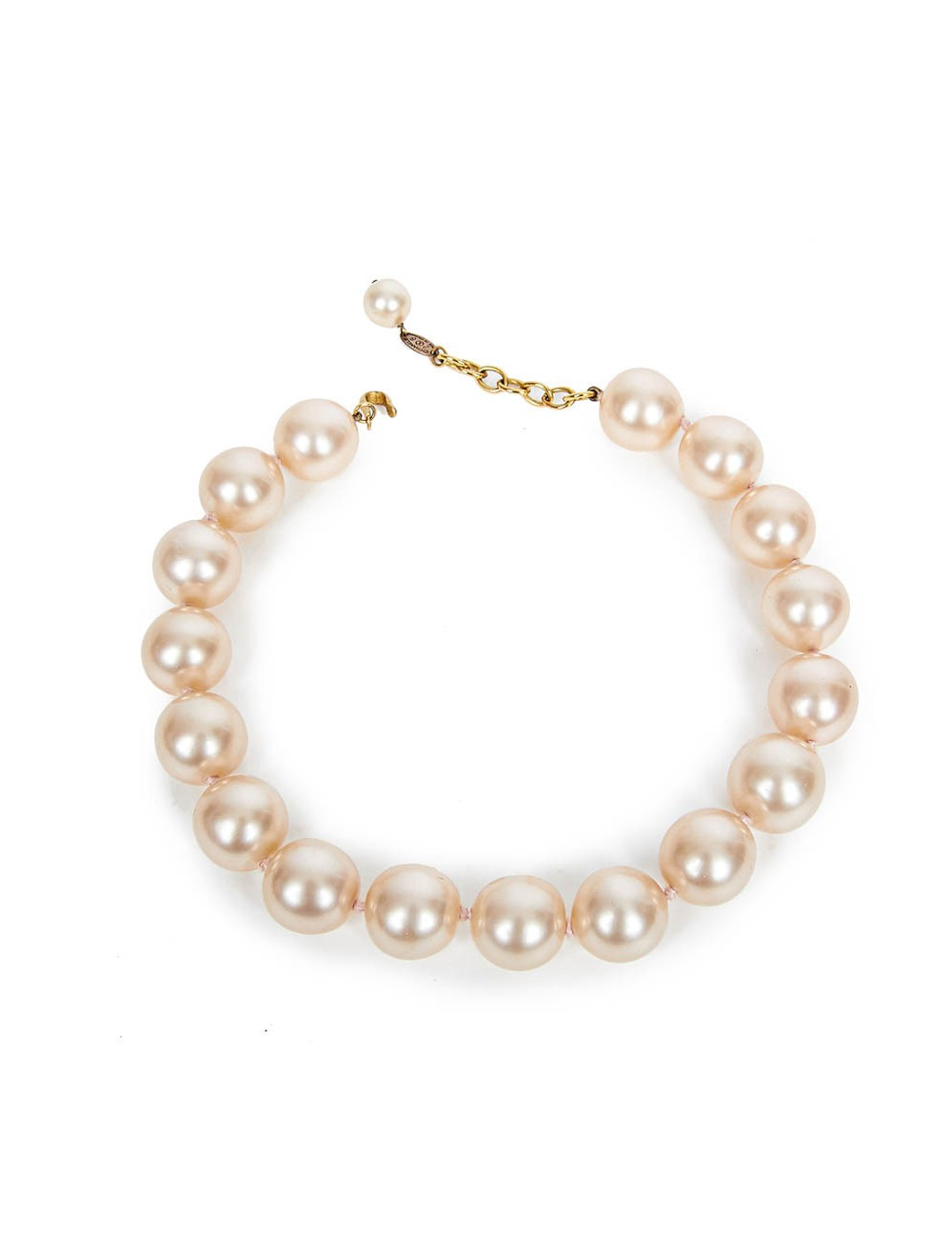 CHANEL pink molten glass beaded choker
