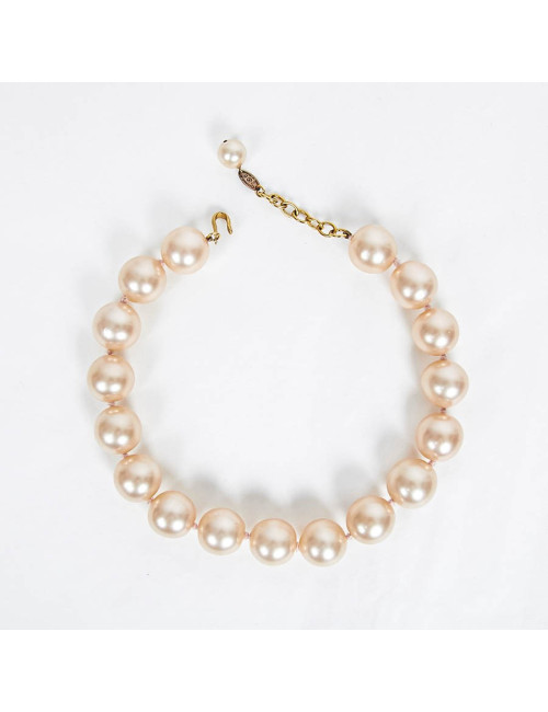 CHANEL pink molten glass beaded choker