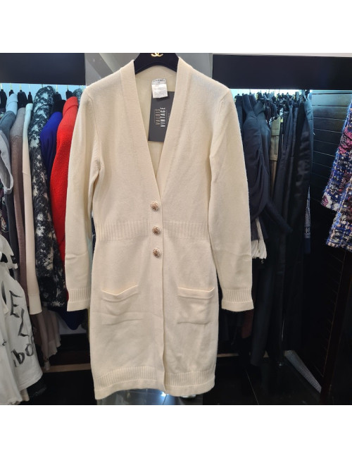 Long Gilet CHANEL écru cachemire