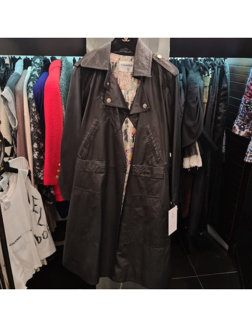 Trench T 40 CHANEL Paris-DubaÏ cuir noir